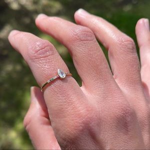 SCOSHA pear-cut white sapphire and mixed precious stones 10k solid gold ring